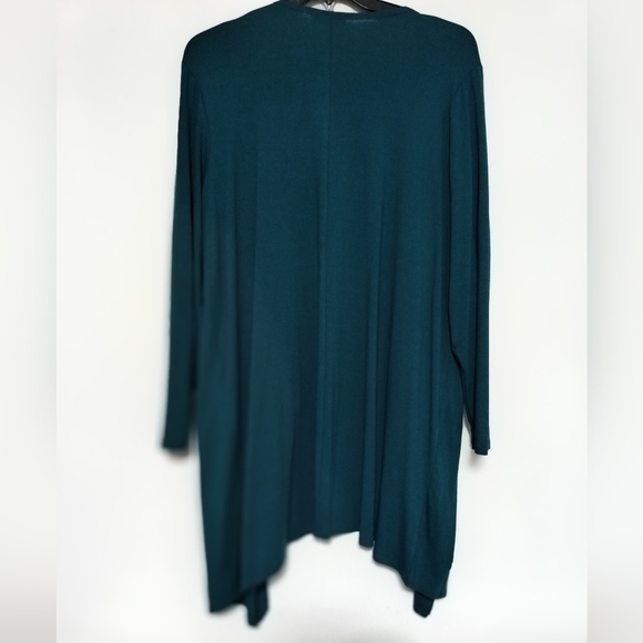 Solid Teal Women's Cardigan / 2X - Picture 3 of 6